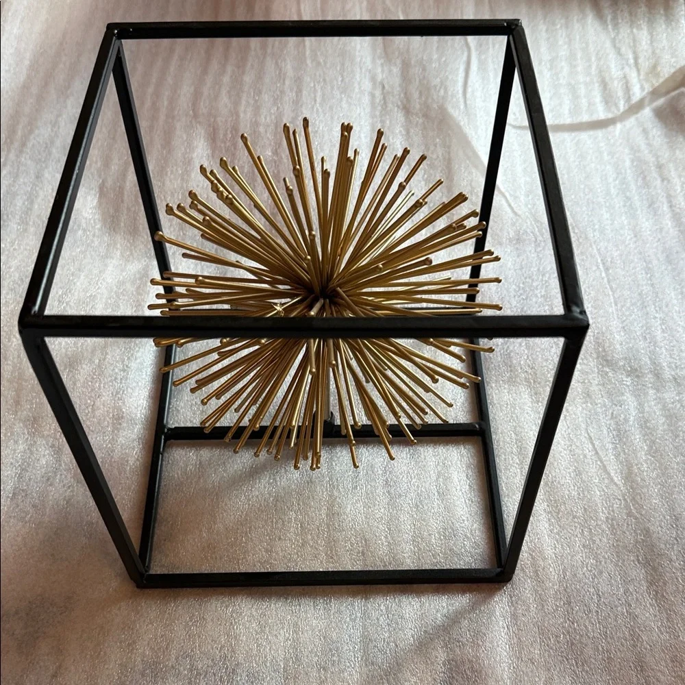 Mid-CenturyModern Gold Atomic Starburst Style Cube Centerpiece| Spiked Sphere